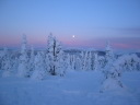 sunset from the hill with the moon